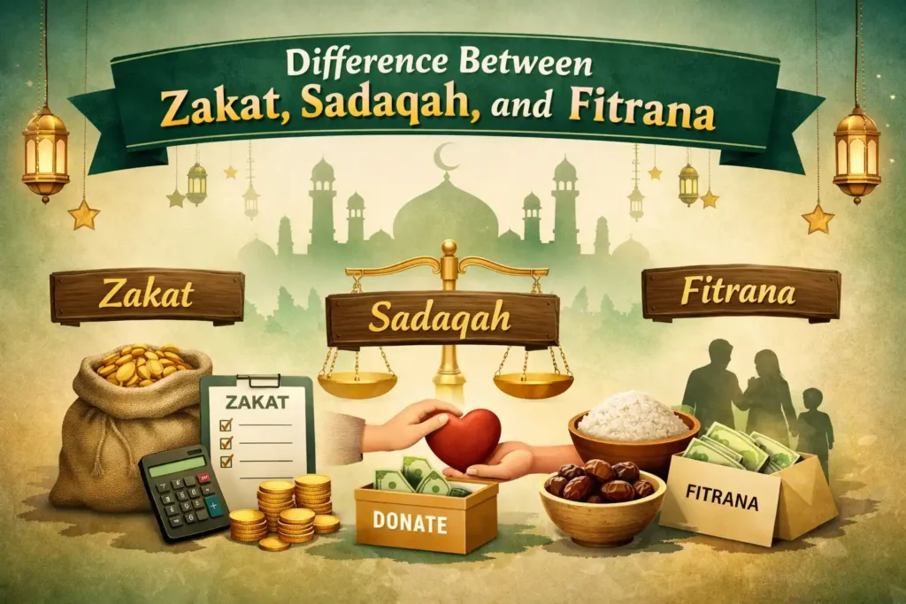 Difference Between Zakat, Sadaqah, and Fitrana – Complete Islamic Guide