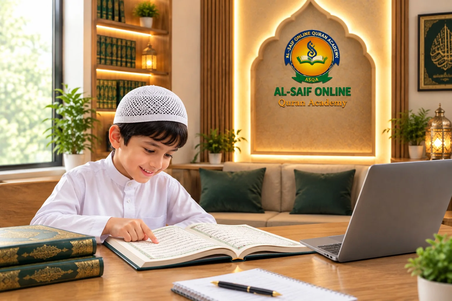 Young student memorizing the Quran through online Hifz classes
